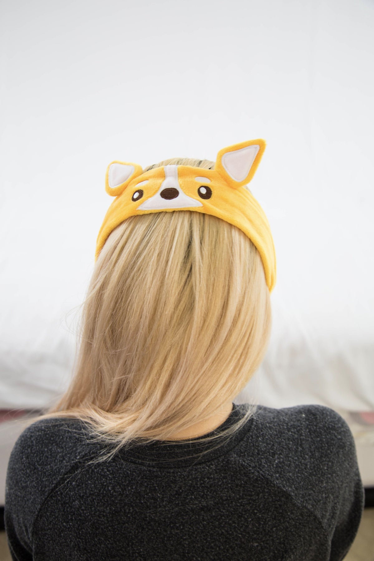 Stretchable Corgi Headband on model