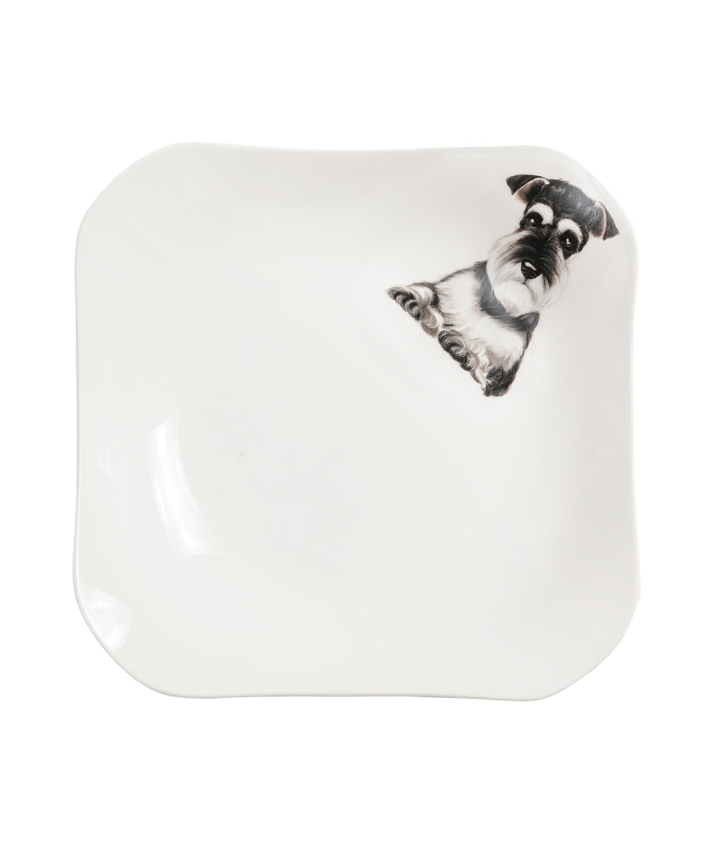Pet Portrait Porcelain Square Plate - Schnauzer