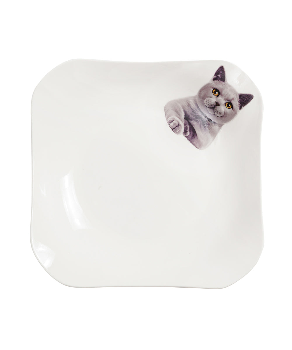 Pet Portrait Porcelain Square Plate - Chartreux