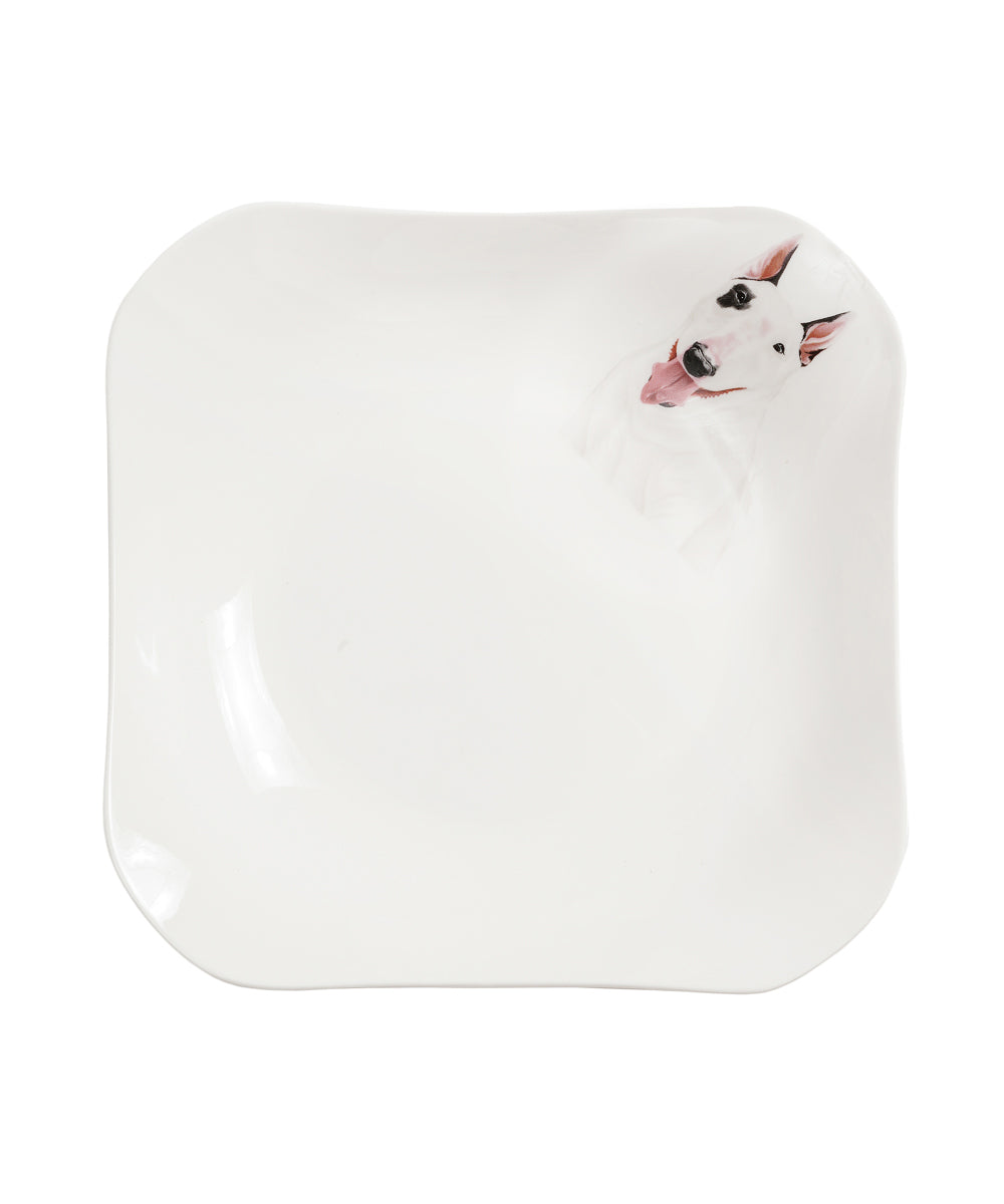 Pet Portrait Porcelain Square Plate - Bull Terrier
