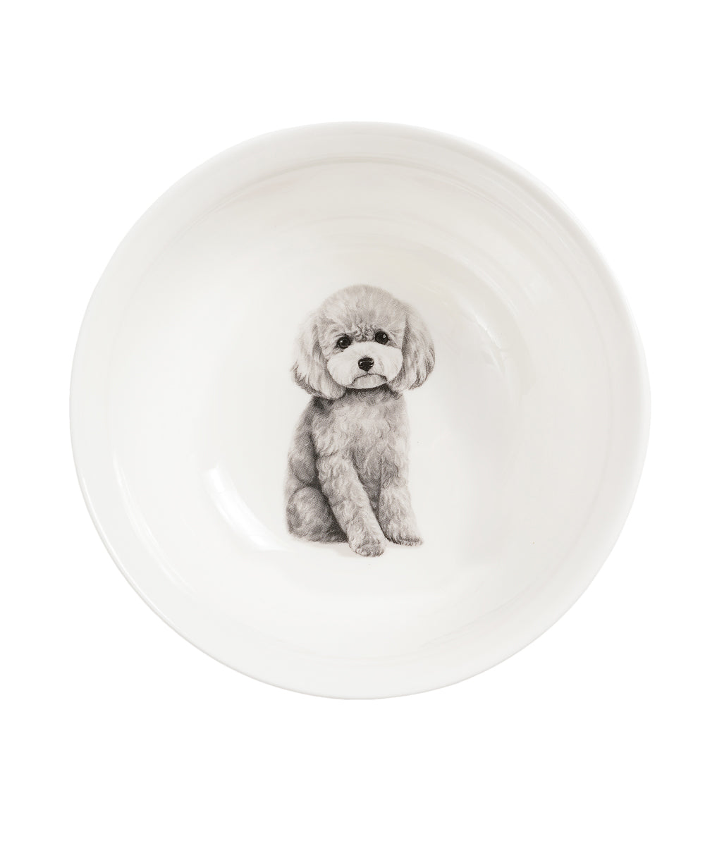 Pet Portrait Porcelain All Purpose Bowl - Poodle(Grey)