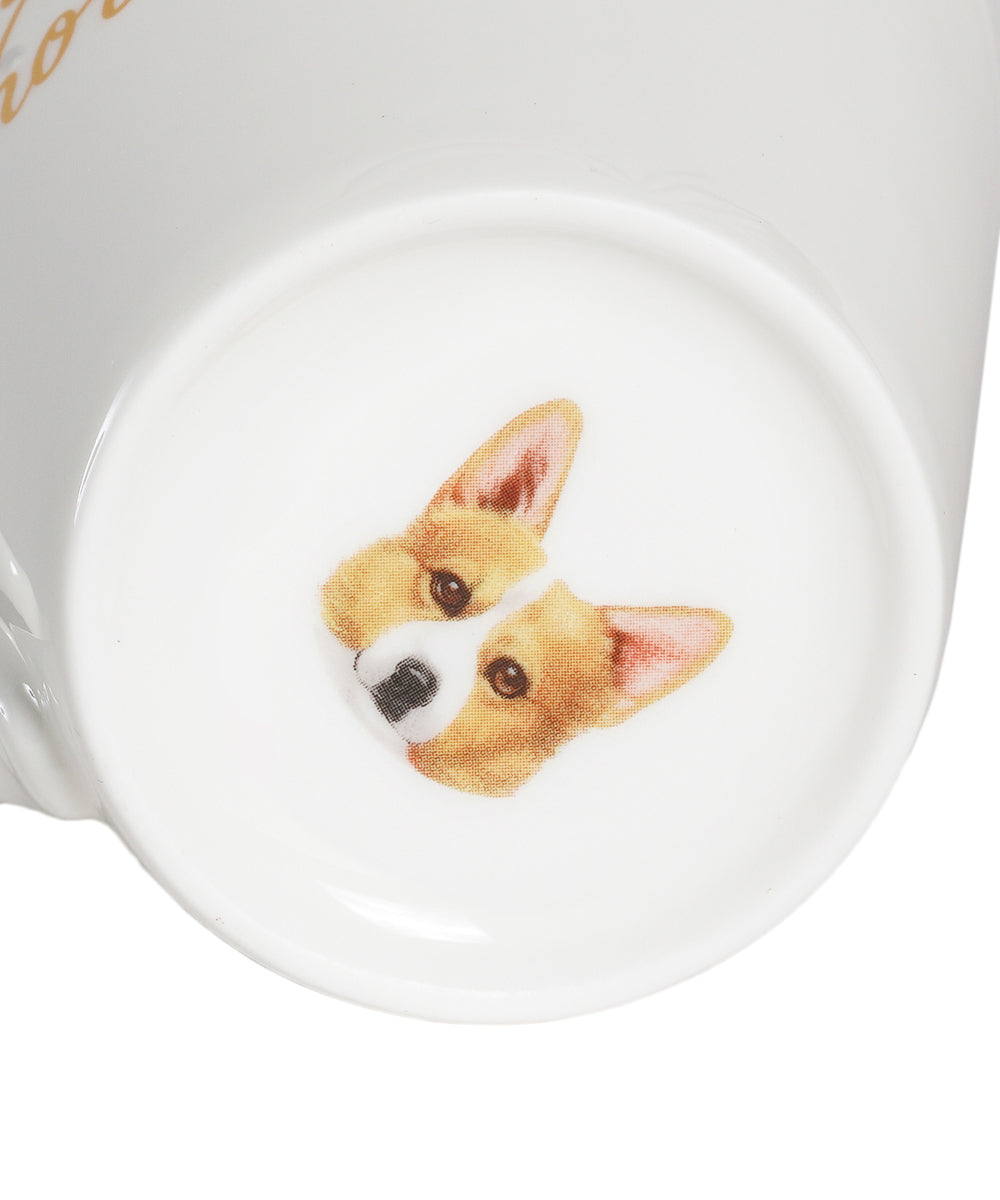 Pet Portrait Porcelain Water Cup with Lid & Spoon - Corgi