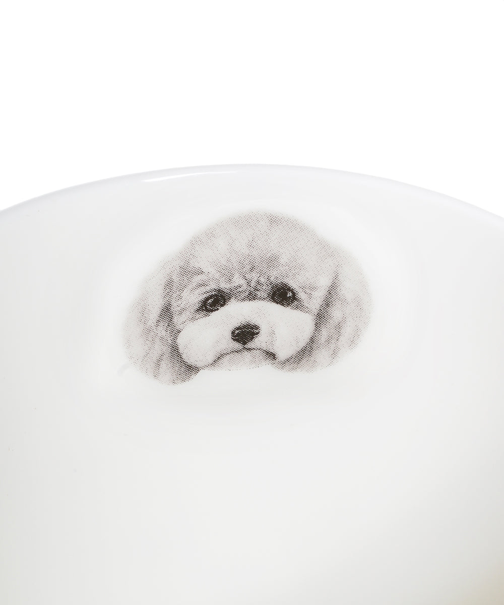 Pet Portrait Porcelain Water Cup with Lid & Spoon - Poodle(Grey)