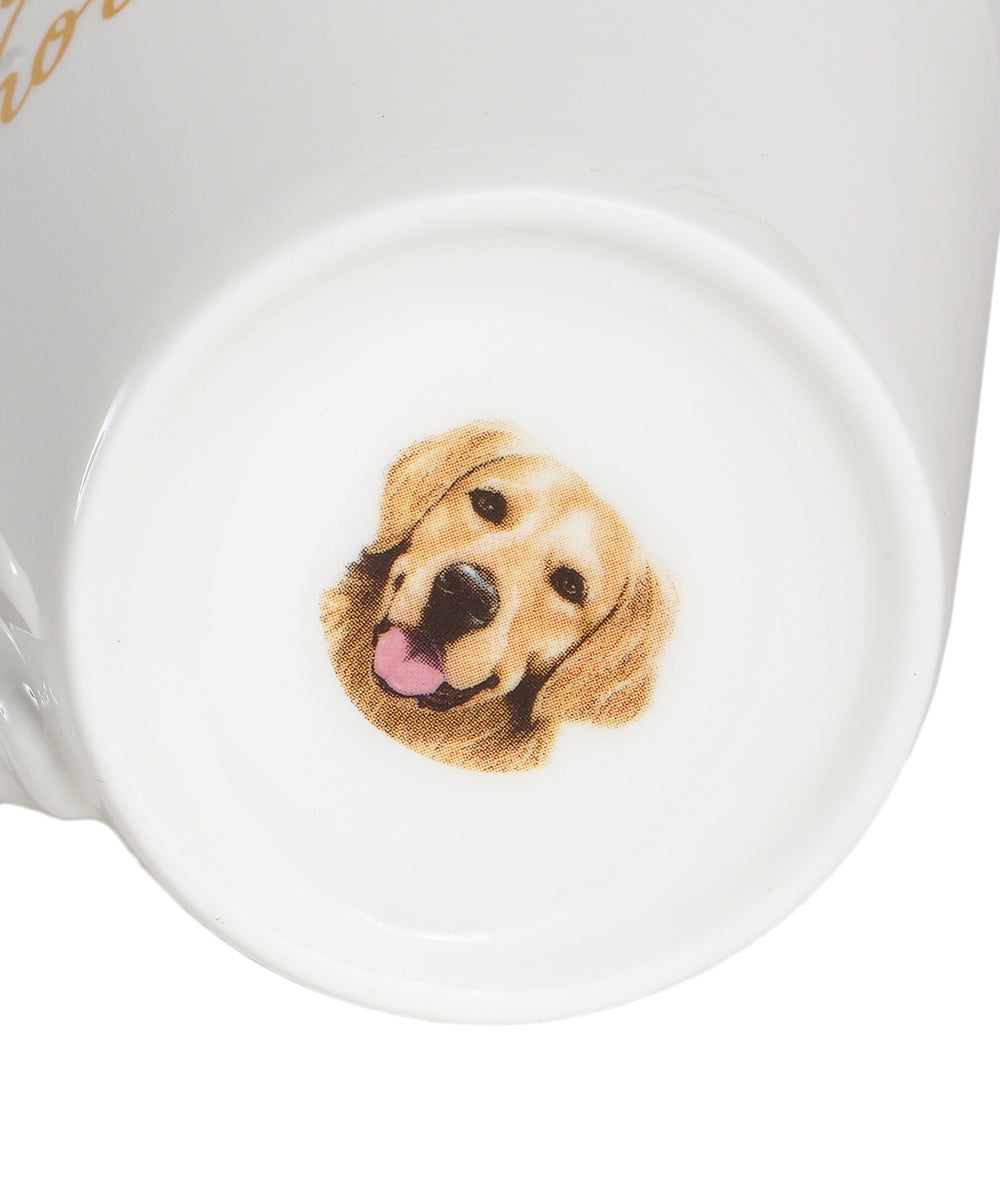 Pet Portrait Porcelain Water Cup with Lid & Spoon - Golden Retriever