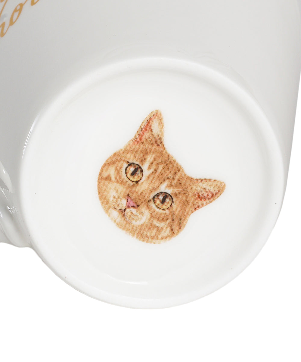 Pet Portrait Porcelain Water Cup with Lid & Spoon - Orange Tabby