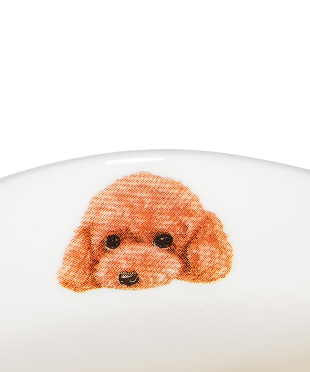 Pet Portrait Porcelain Water Cup with Lid & Spoon - Poodle(Red)