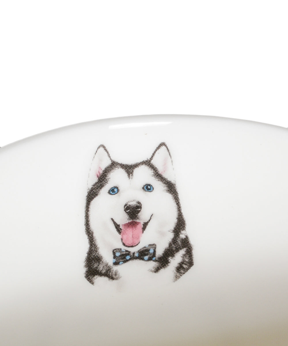 Pet Portrait Porcelain Water Cup with Lid & Spoon - Husky