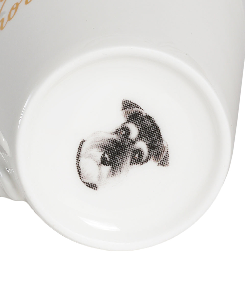 Pet Portrait Porcelain Water Cup with Lid & Spoon -Schnauzer