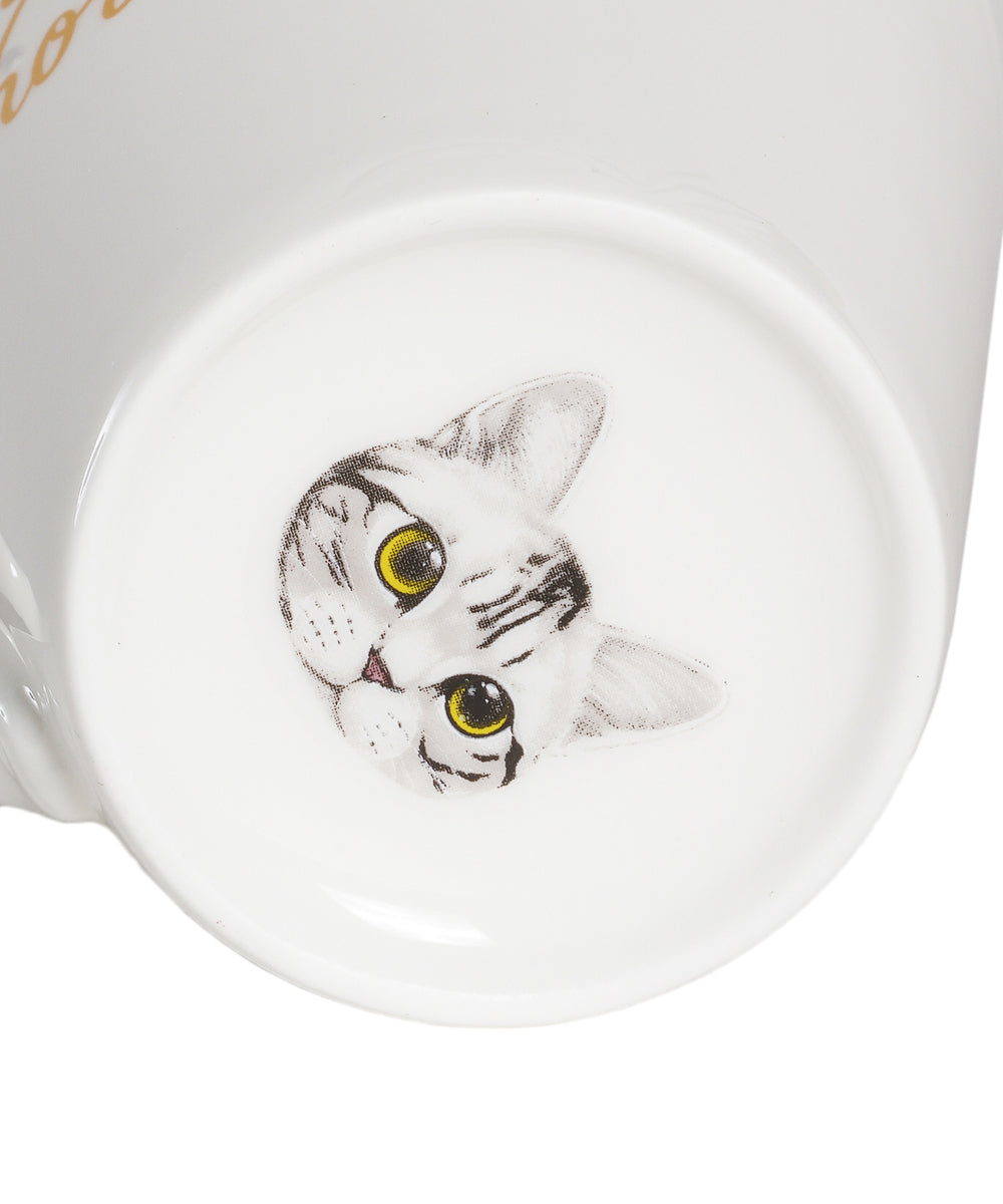 Pet Portrait Porcelain Water Cup with Lid & Spoon - American Shorthair