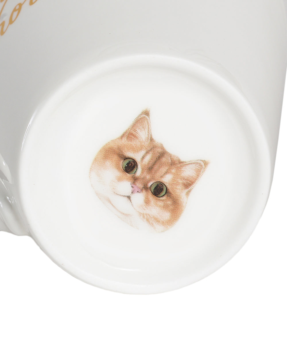 Pet Portrait Porcelain Water Cup with Lid & Spoon - British Shorthair(Golden)