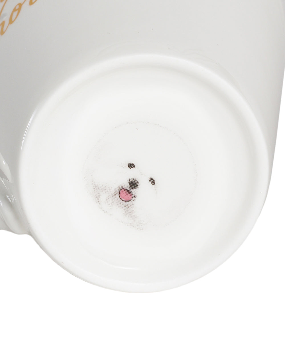 Pet Portrait Porcelain Water Cup with Lid & Spoon - Bichon