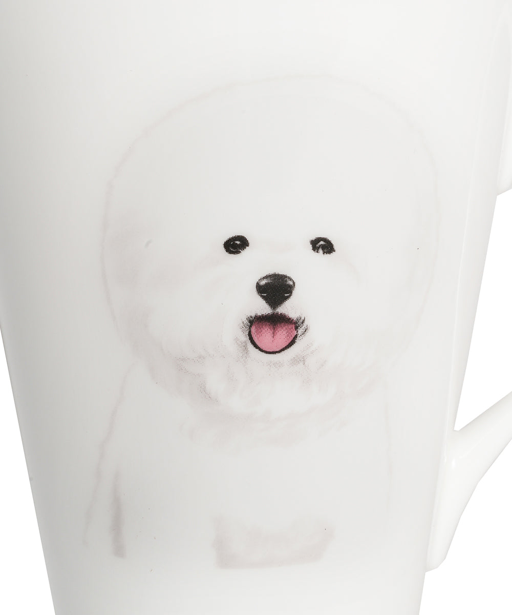 Pet Portrait Porcelain Water Cup with Lid & Spoon - Bichon