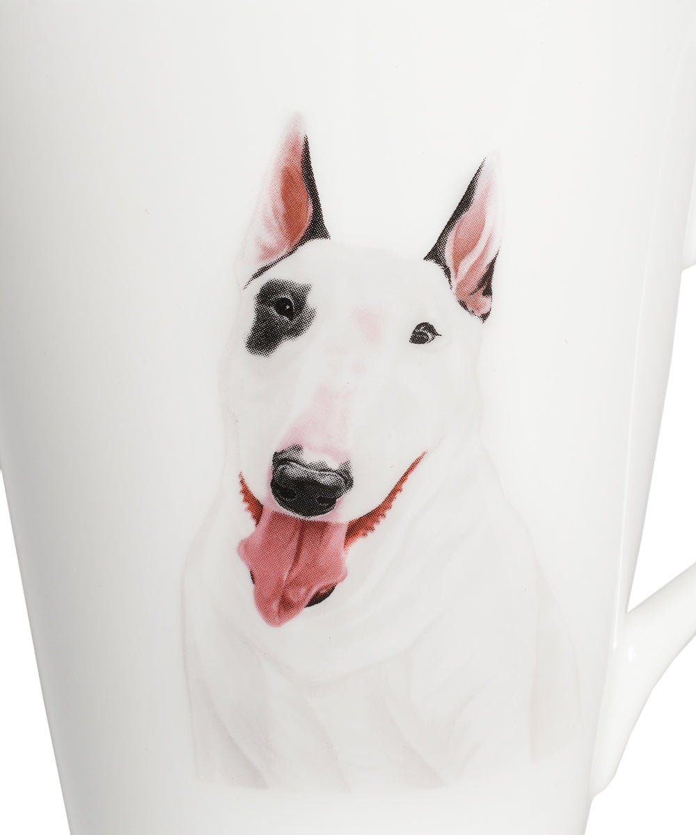 Pet Portrait Porcelain Water Cup with Lid & Spoon - Bull Terrier