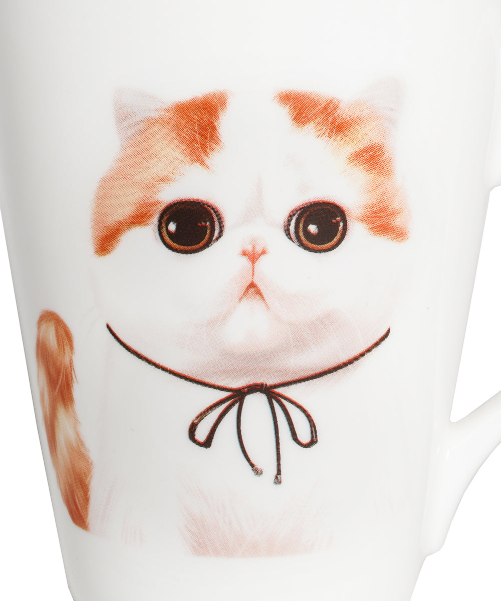 Pet Portrait Porcelain Water Cup with Lid & Spoon - Exotic Shorthair