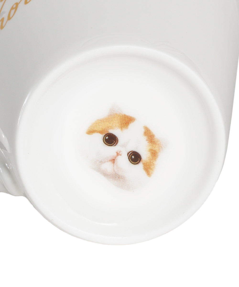 Pet Portrait Porcelain Water Cup with Lid & Spoon - Exotic Shorthair