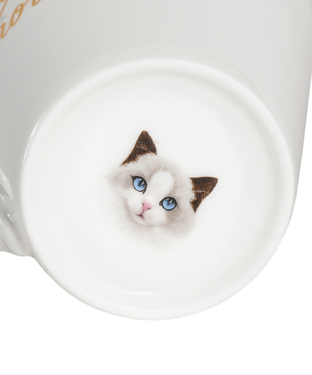 Pet Portrait Porcelain Water Cup with Lid & Spoon - Ragdoll