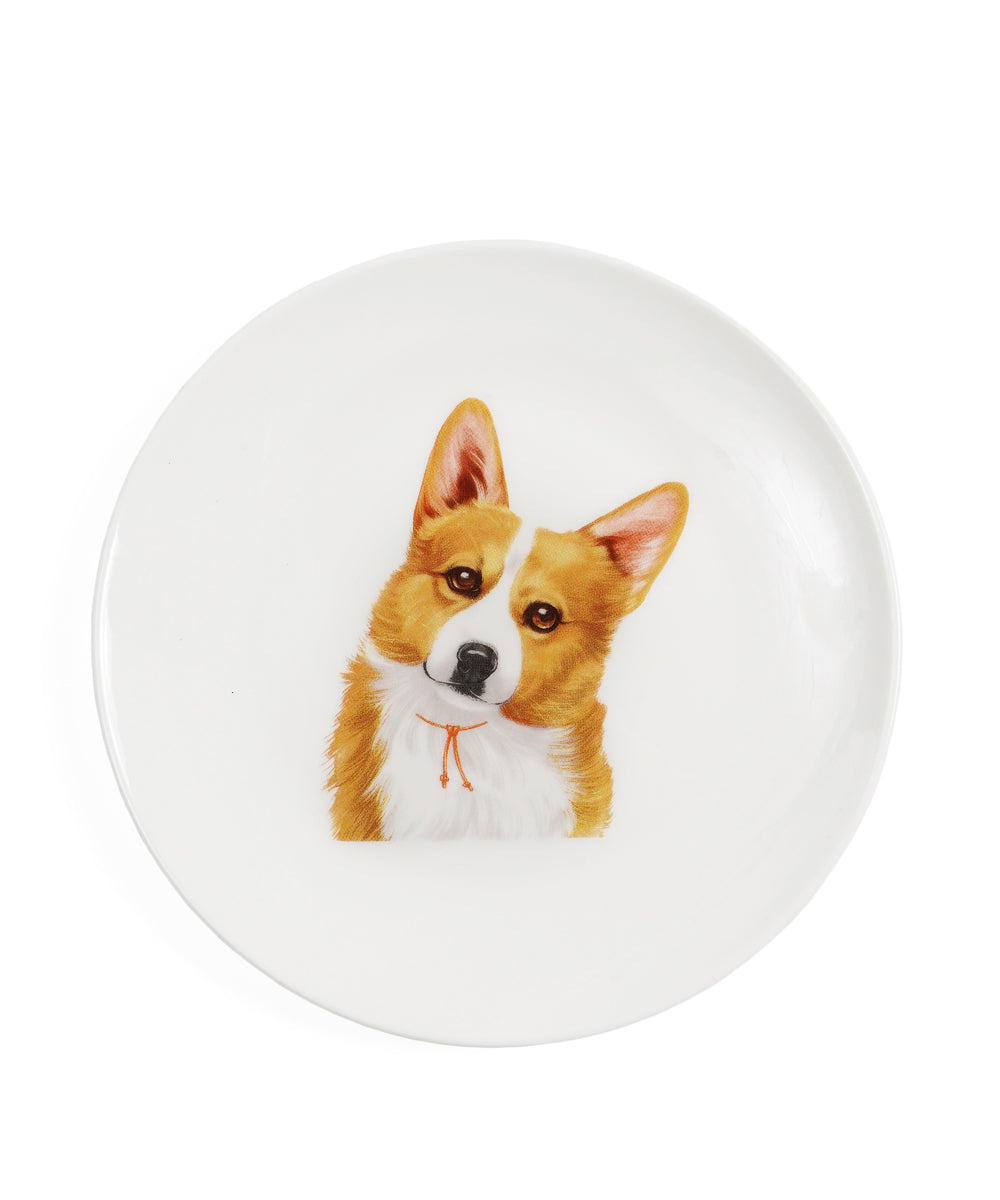 Pet Portrait Porcelain Middle Print 6" Plate - Corgi