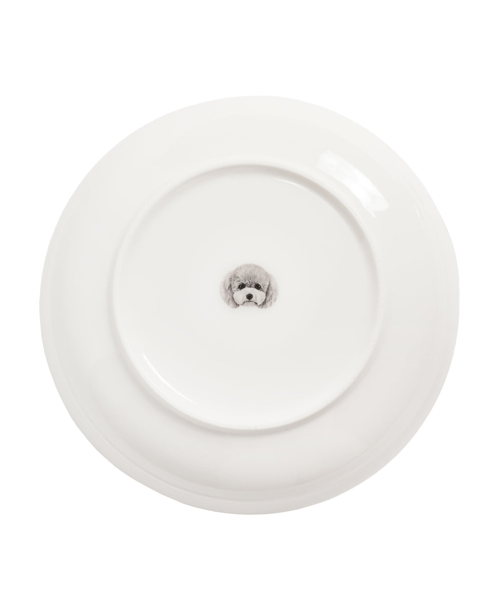 Pet Portrait Porcelain Middle Print 8" Plate Set - Poodle(Grey)