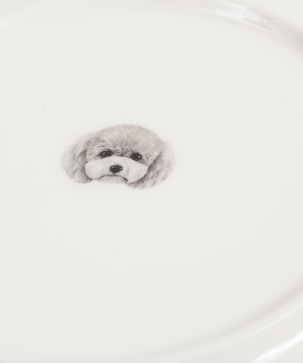 Pet Portrait Porcelain Middle Print 8" Plate Set - Poodle(Grey)