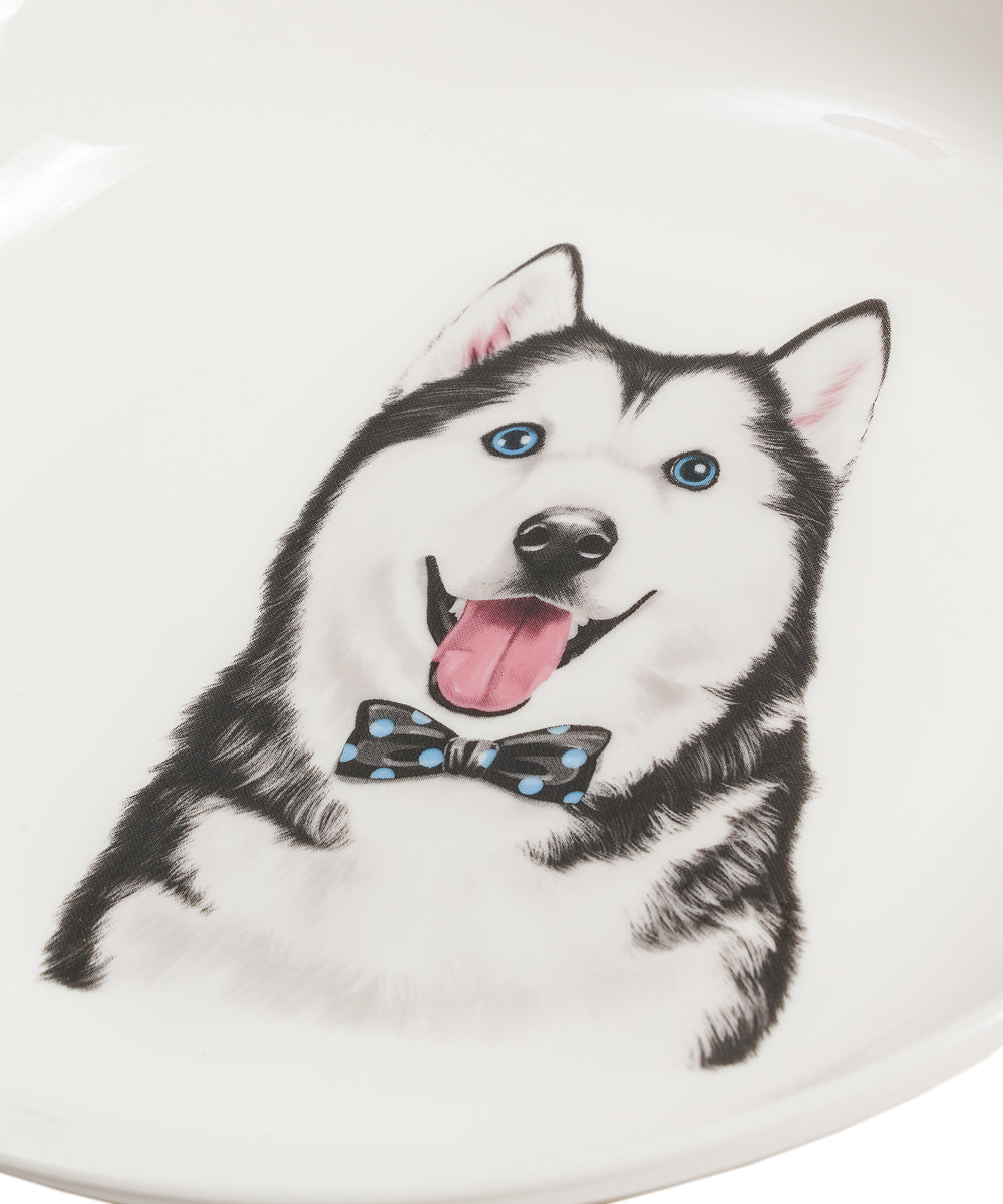 Pet Portrait Porcelain Middle Print 8" Plate Set - Husky