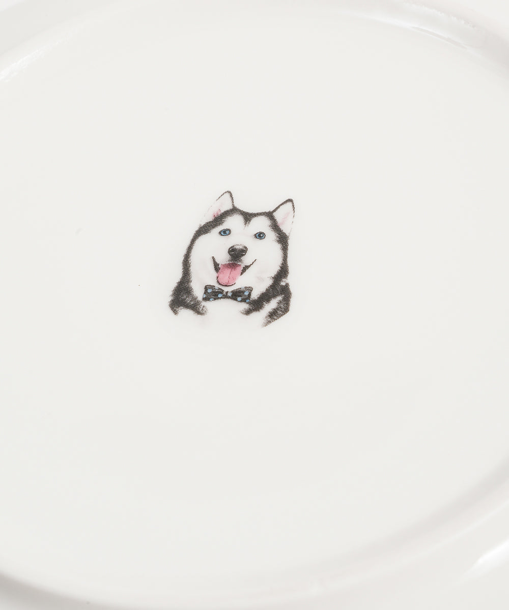 Pet Portrait Porcelain Middle Print 8" Plate Set - Husky
