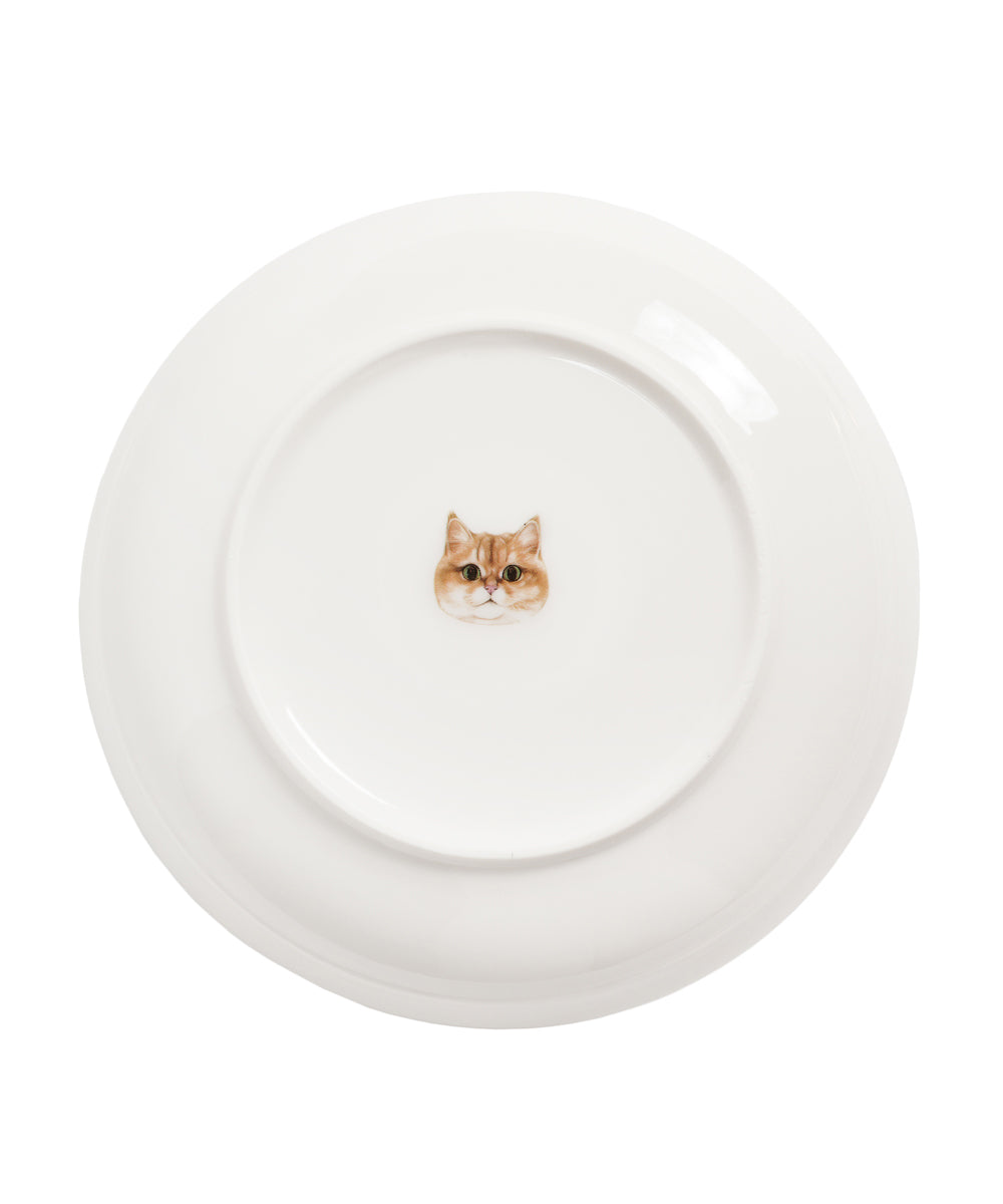 Pet Portrait Porcelain Middle Print 8" Plate Set - British Shorthair(Golden)