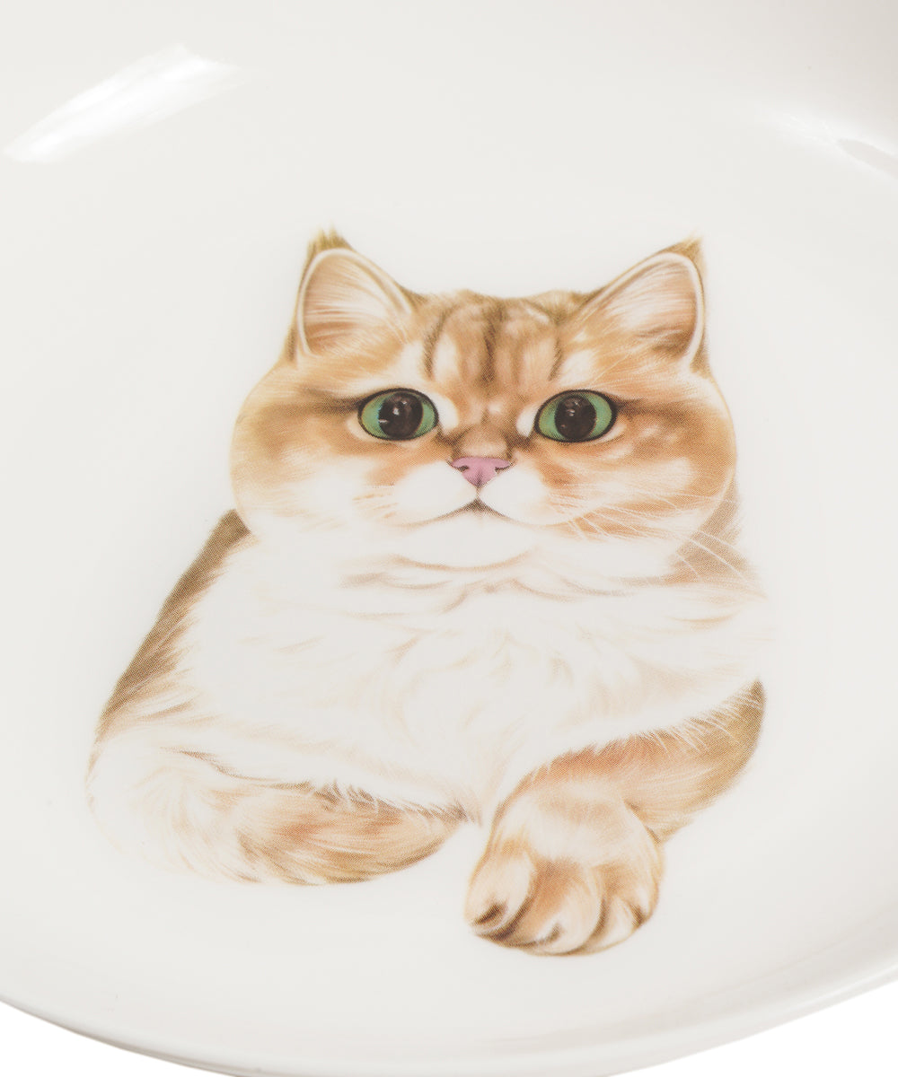Pet Portrait Porcelain Middle Print 8" Plate Set - British Shorthair(Golden)