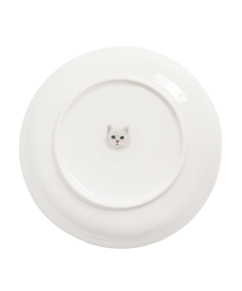 Pet Portrait Porcelain Middle Print 8" Plate Set - British Shorthair(Silver)