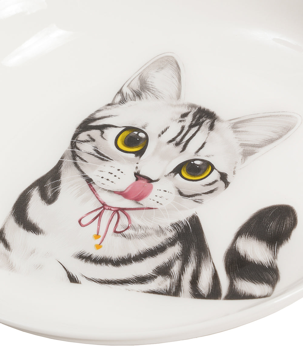 Pet Portrait Porcelain Middle Print 8" Plate Set - American Shorthair