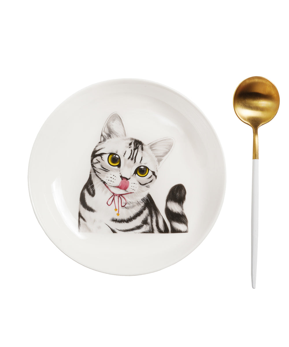 Pet Portrait Porcelain Middle Print 8" Plate Set - American Shorthair