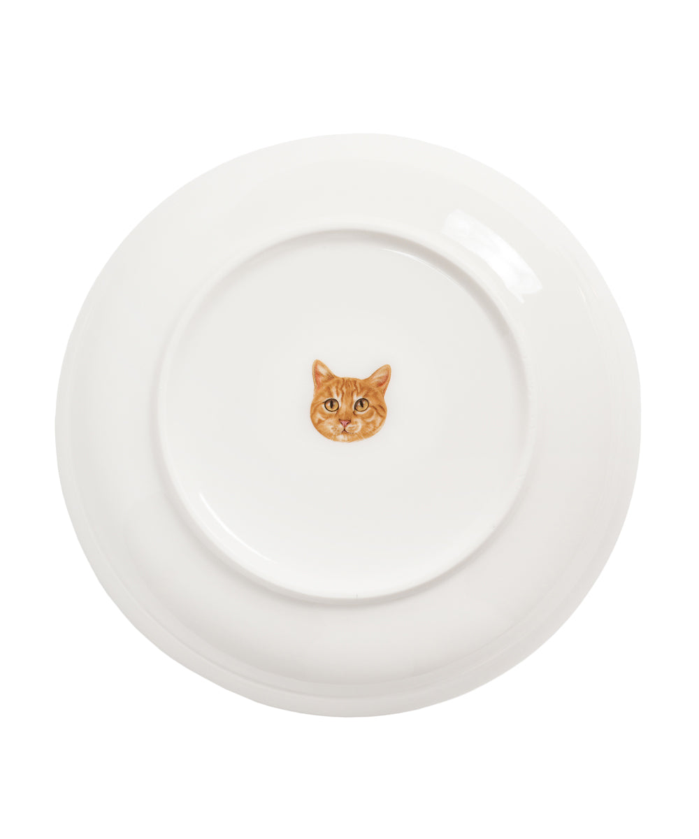 Pet Portrait Porcelain Middle Print 8" Plate Set - Orange Tabby