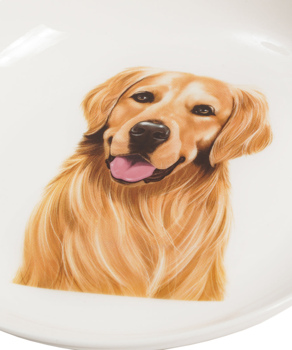 Pet Portrait Porcelain Middle Print 8" Plate Set - Golden Retriever