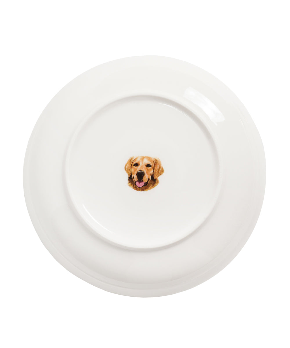 Pet Portrait Porcelain Middle Print 8" Plate Set - Golden Retriever
