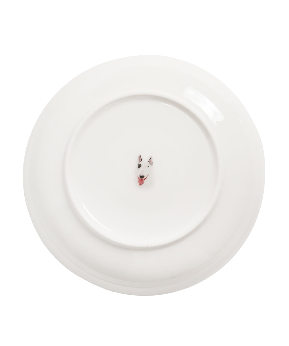 Pet Portrait Porcelain Middle Print 8" Plate Set - Bull Terrier
