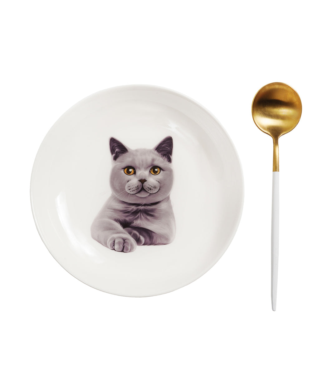 Pet Portrait Porcelain Middle Print 8" Plate Set - Chartreux