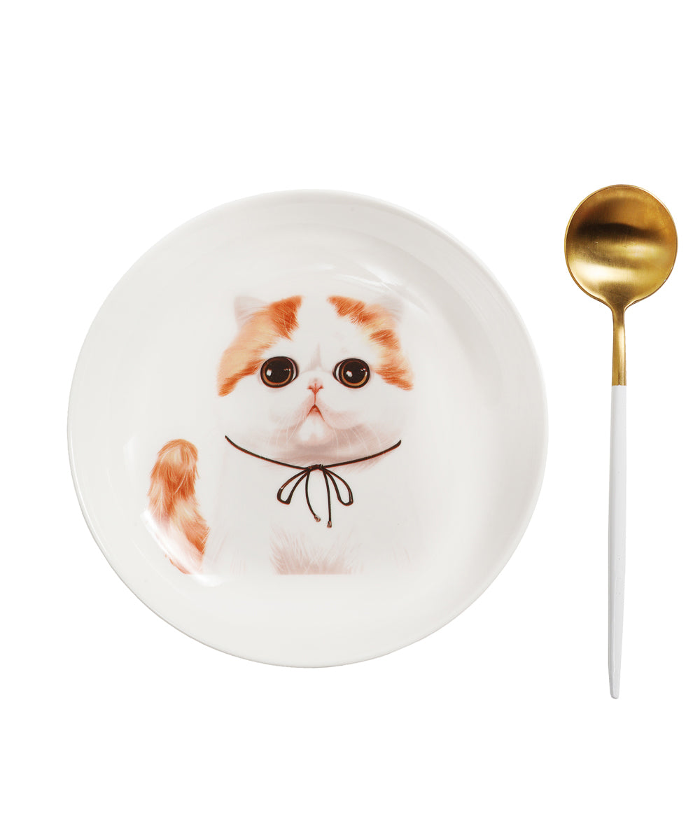 Pet Portrait Porcelain Middle Print 8" Plate Set - Exotic Shorthair