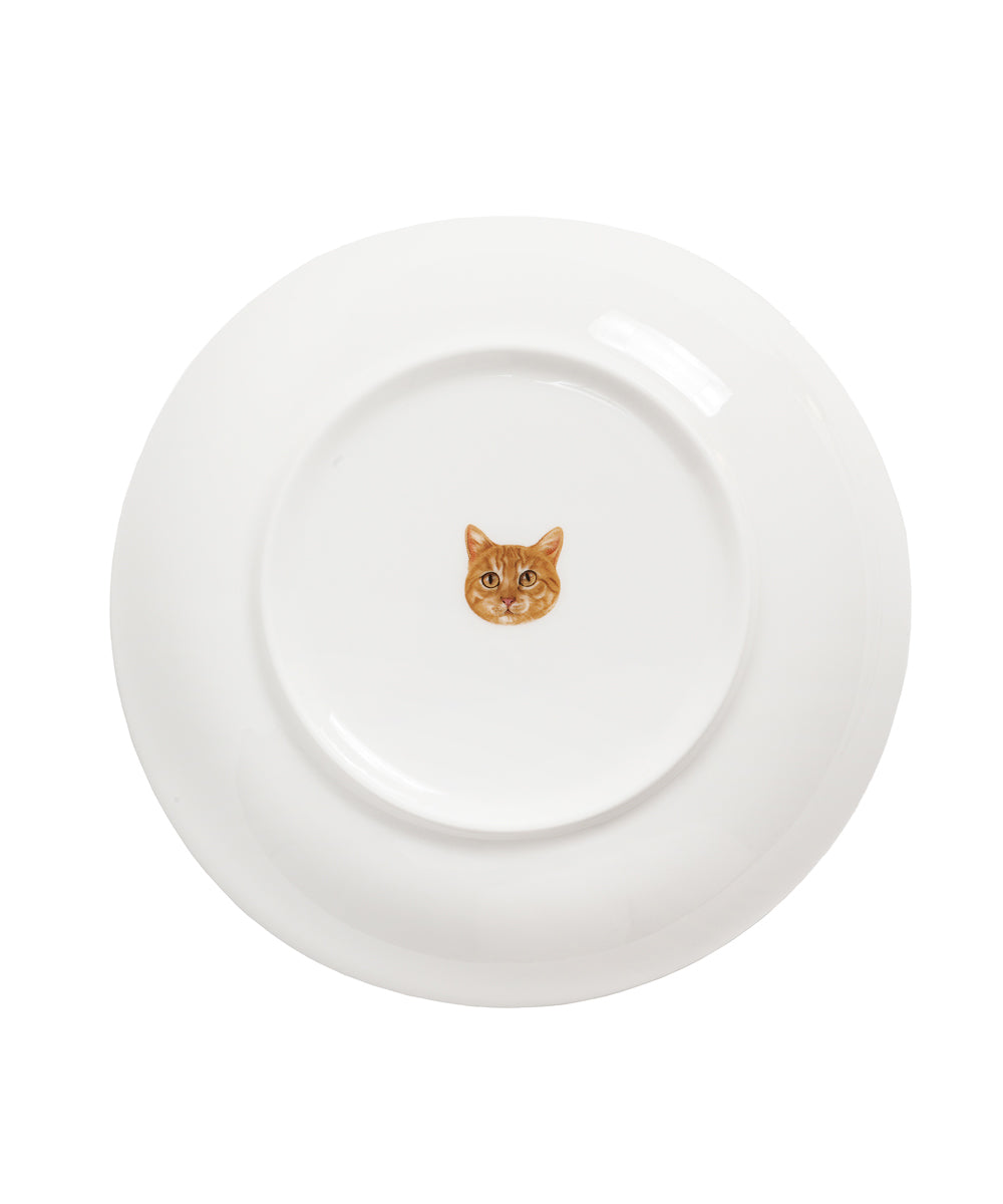 Pet Portrait Porcelain Side Print 8" Plate Set - Orange Tabby