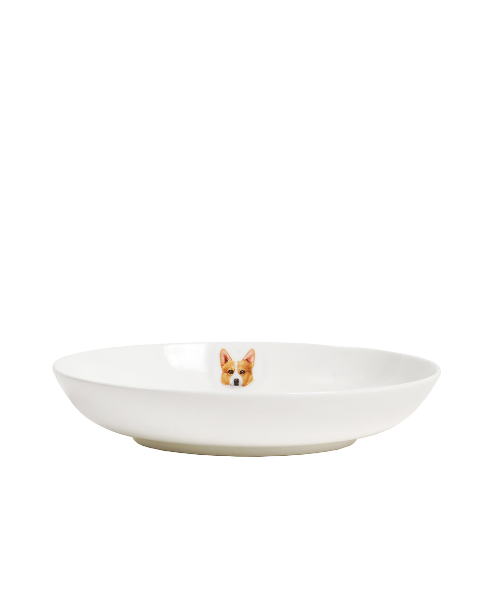 Pet Portrait Porcelain Side Print 8" Plate Set - Corgi