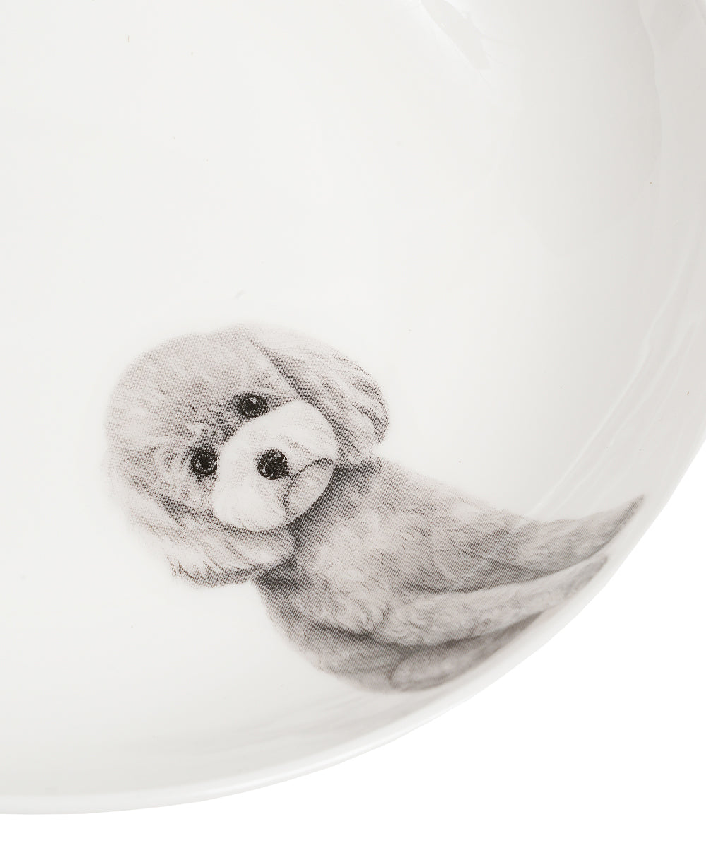 Pet Portrait Porcelain Side Print 8" Plate Set - Poodle(Grey)