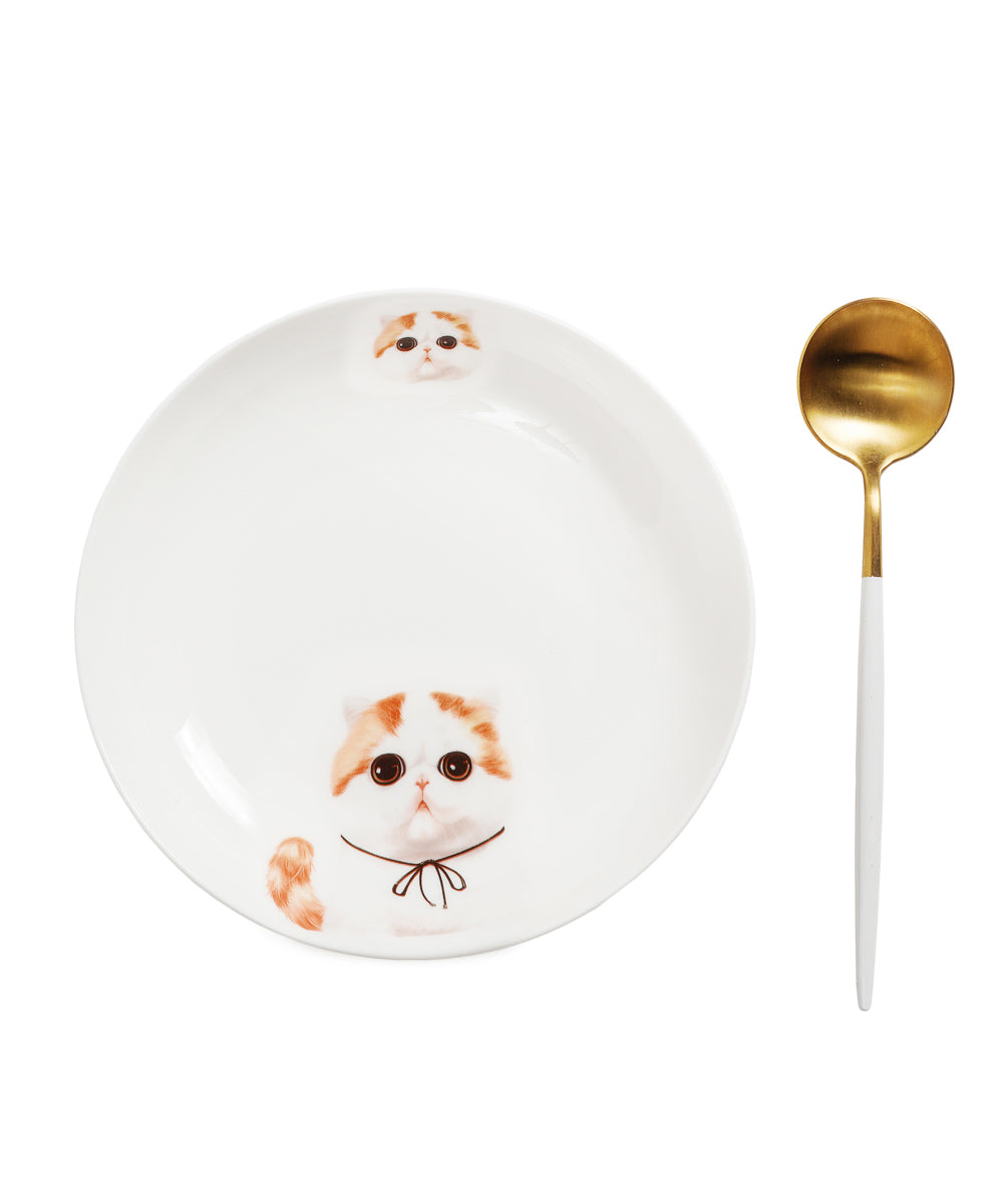 Pet Portrait Porcelain Side Print 8" Plate Set - Exotic Shorthair
