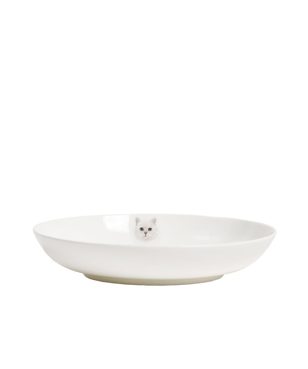 Pet Portrait Porcelain Side Print 8" Plate Set - British Shorthair(Silver)