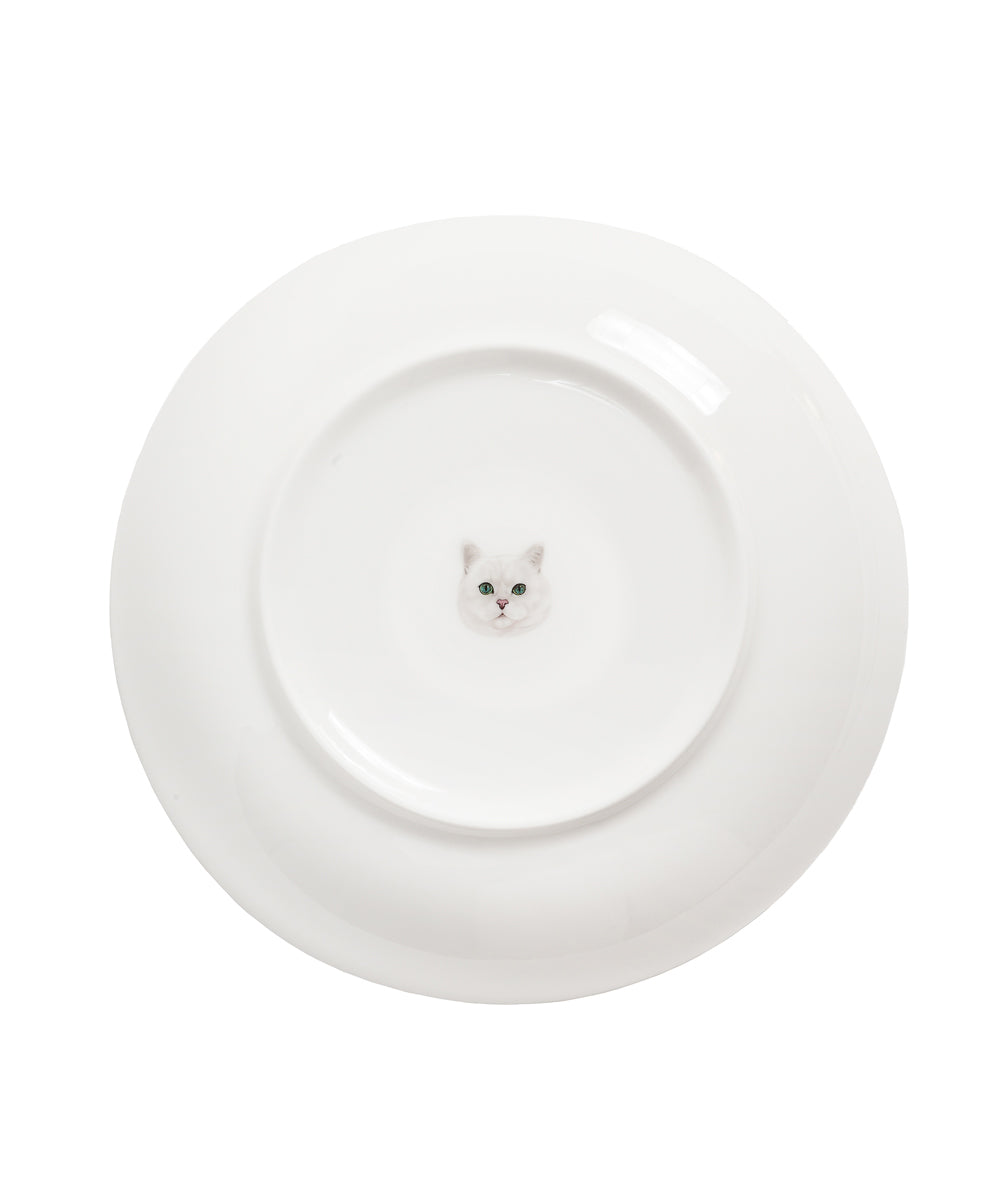 Pet Portrait Porcelain Side Print 8" Plate Set - British Shorthair(Silver)