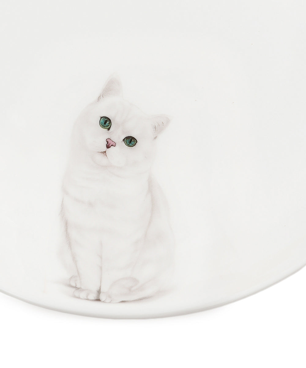 Pet Portrait Porcelain Side Print 8" Plate Set - British Shorthair(Silver)