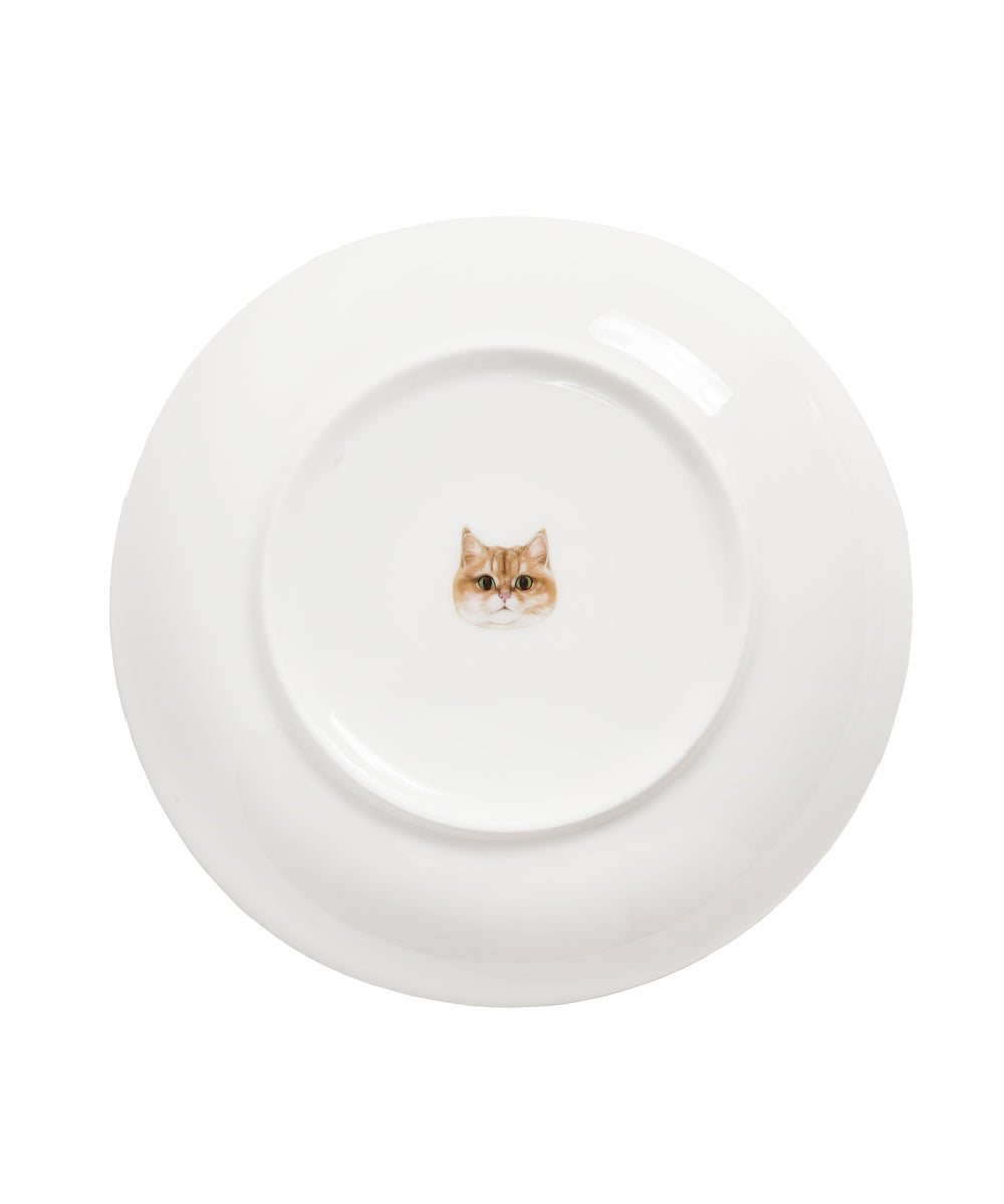 Pet Portrait Porcelain Side Print 8" Plate Set - British Shorthair(Golden)