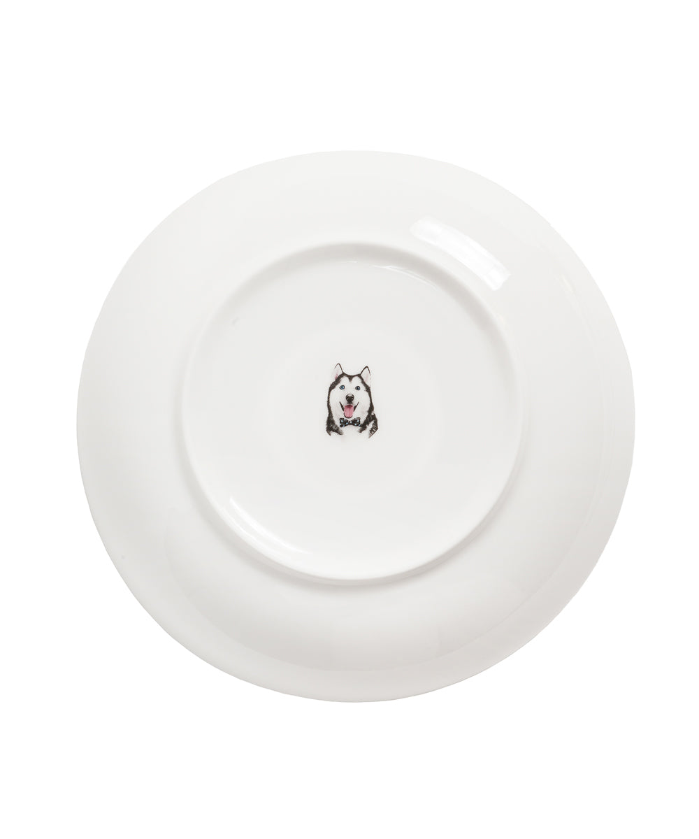 Pet Portrait Porcelain Side Print 8" Plate Set - Husky