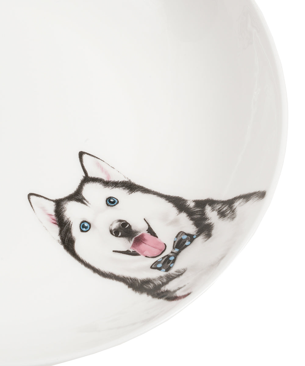 Pet Portrait Porcelain Side Print 8" Plate Set - Husky