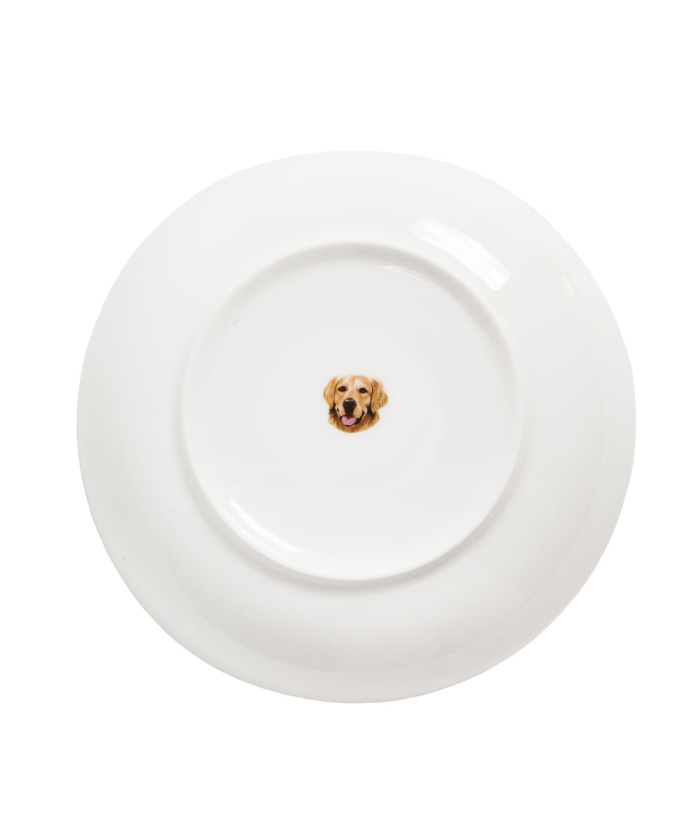 Pet Portrait Porcelain Side Print 8" Plate Set - Golden Retriever