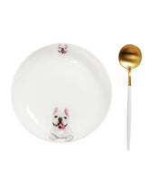 Pet Portrait Porcelain Side Print 8" Plate Set - French Bulldog
