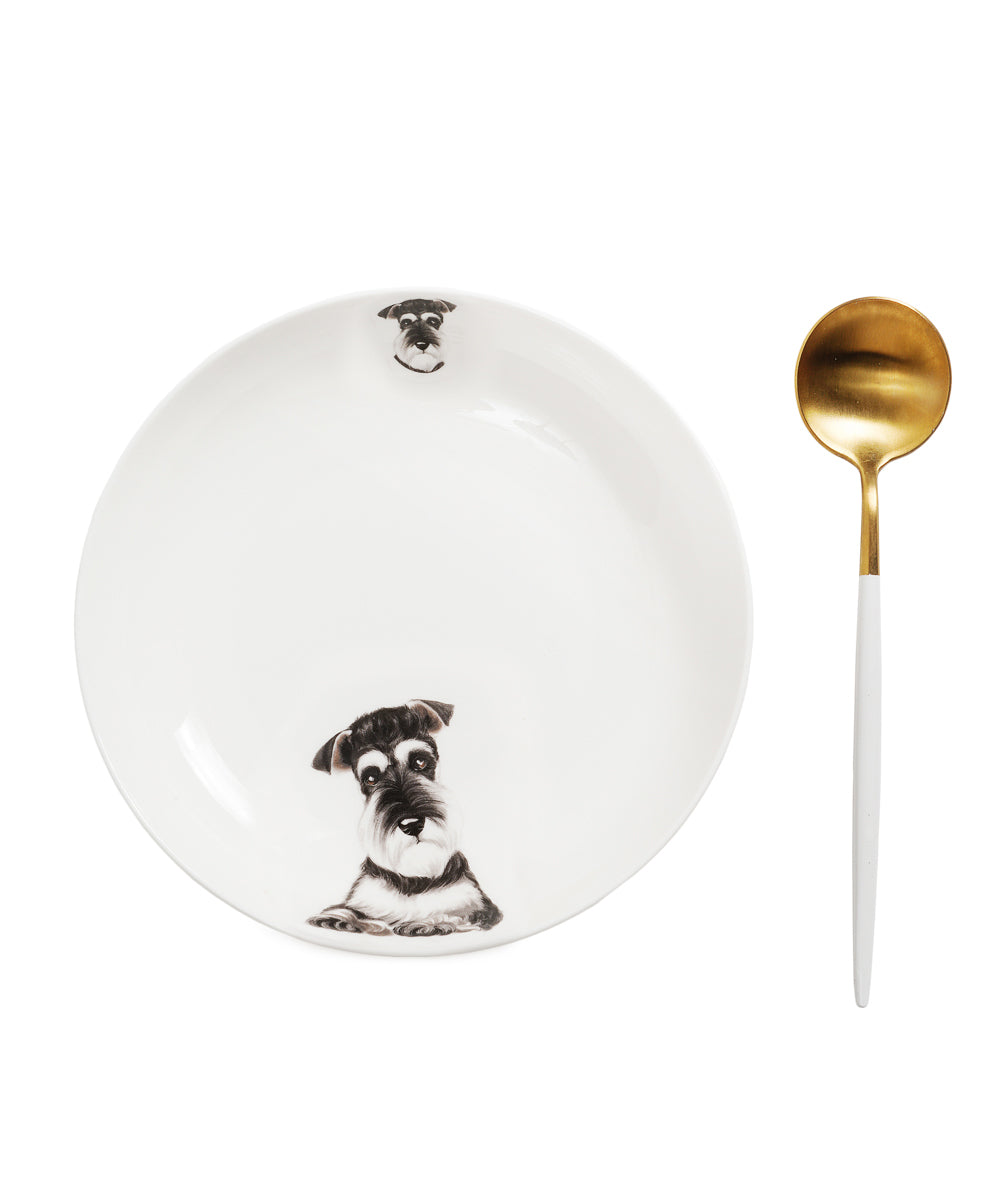 Pet Portrait Porcelain Side Print 8" Plate Set - Schnauzer