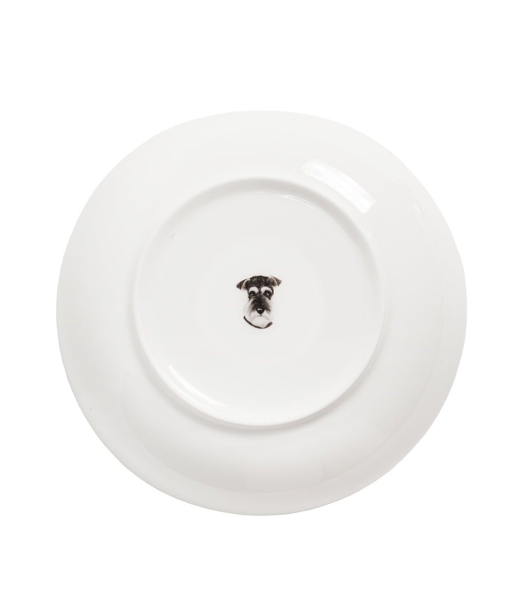 Pet Portrait Porcelain Side Print 8" Plate Set - Schnauzer
